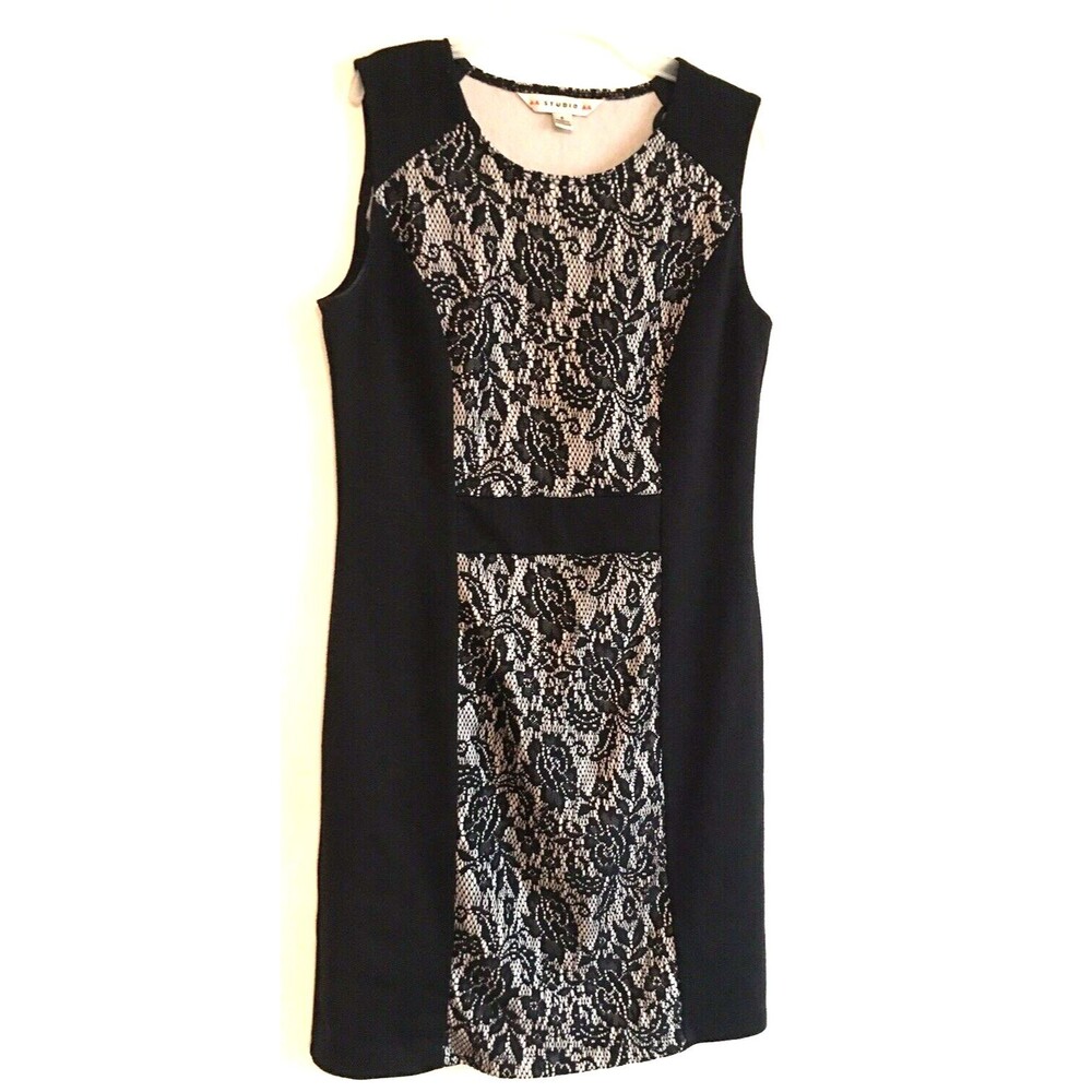 AA Studio AA Dress Black White Floral Lace Design Sleeveless Women Dress Size 6